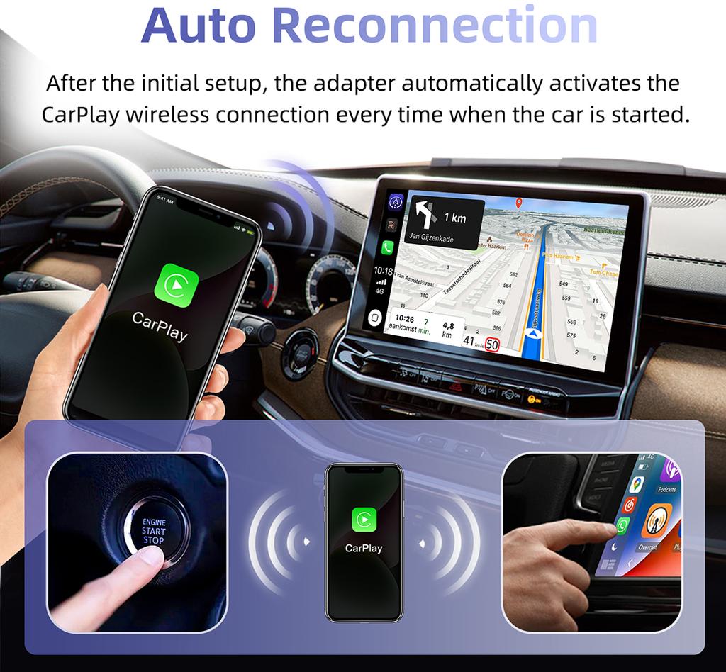 Wired To Wireless CarPlay Adapter for OEM Car Stereo With USB Plug and Play Smart Link  Automatic Connection To CarPlay