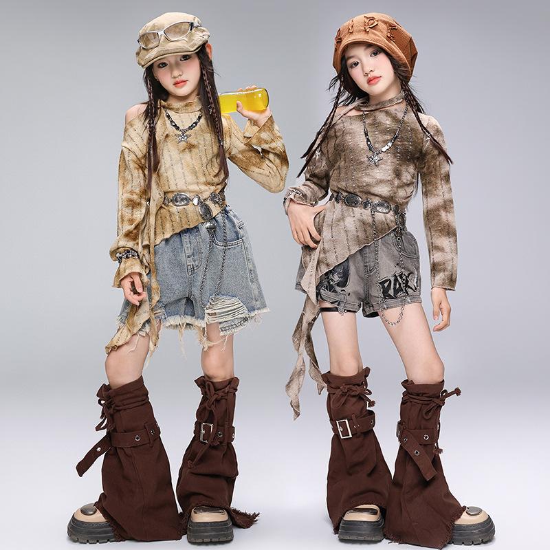 Jazz Dance Costumes Girls Jazz Wasteland Style Wear Autumn Street Dance Children Tide Dance Performance Costumes Suit
