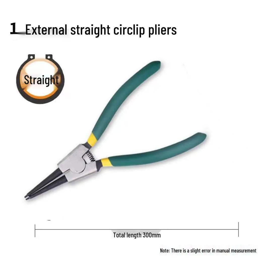 Dual-use Electrical Circlip Pliers Set: Inner and Outer, Multi-functional Retaining Ring, Pointed Tip, Outer Bend Pliers.