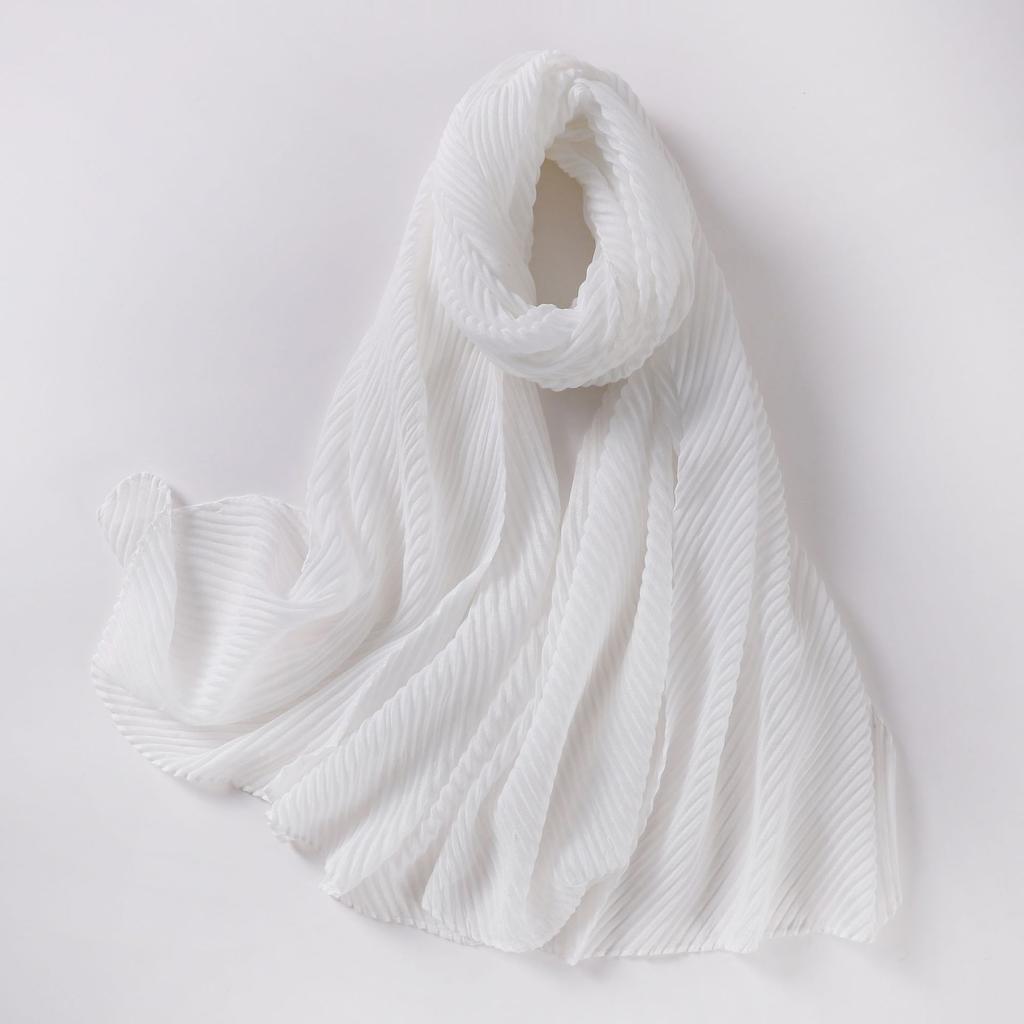 Large Size Pleated Hijab Scarf For Women Muslim Daily Wear