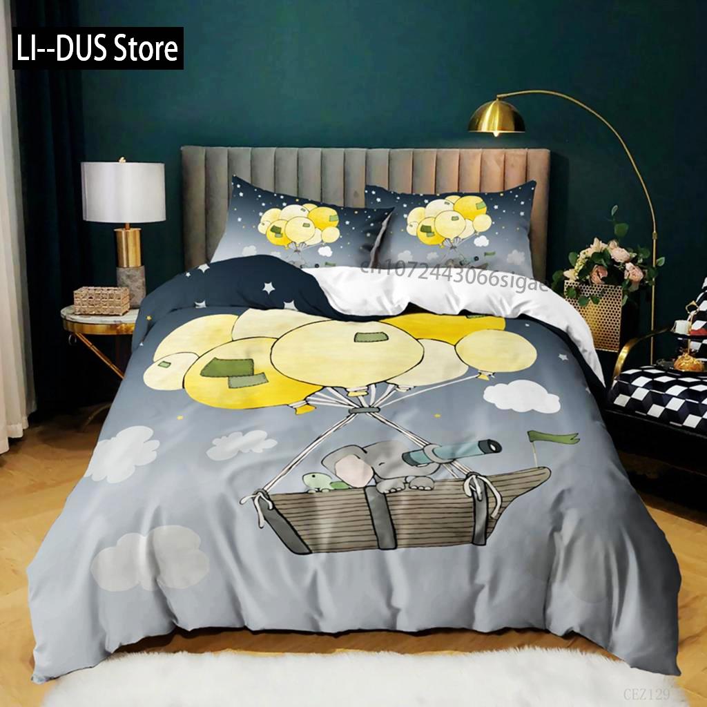 Sky Duvet Cover Set Queen Polyester Blue Sky White Clouds Sun Print Bedding Set For Girl Teen Lovely Children Bedroom Collection