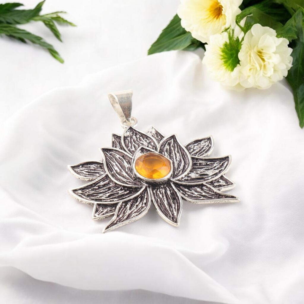 Rare Citrine Gemstone 925 Sterling Silver Jewelry Handcrafted Necklace Pendant CP-23-8