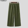INCERUN Oversized Men Zipper High Waist Solid Casual Wide Leg Pants with Pockets