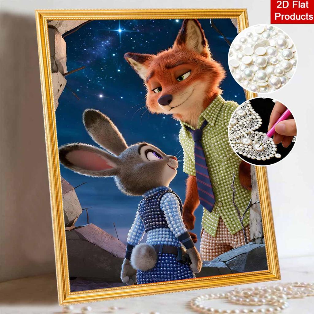 Disney Pearl Painting Zootopia Handmade DIY Pearl Gem Painting Pictures Crafts Special Shape Home Wall Decoration