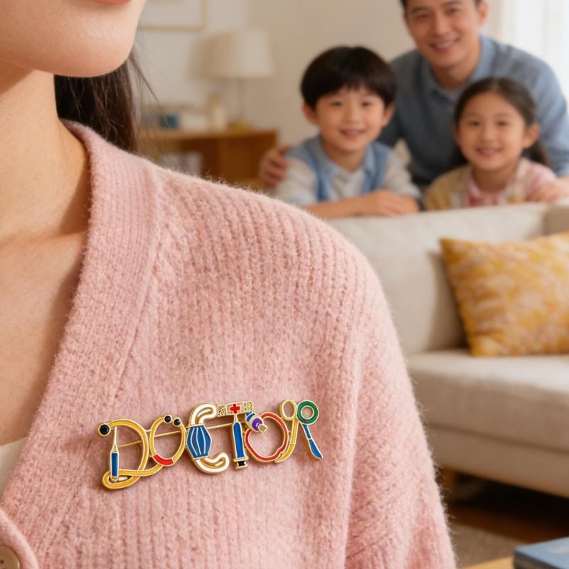 Medicals Letter Brooch Simple Versatile Pin for Casual and Formal Wear Lightweight Comfortable Daily Use