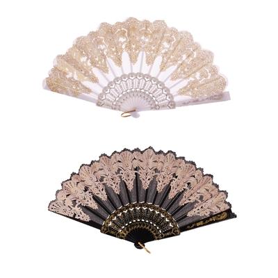 Chinese Folding Fan Vintage Handheld Fans,Golden Floral Folding Hand Fan for Dancing Cosplay Wedding Party Decorations