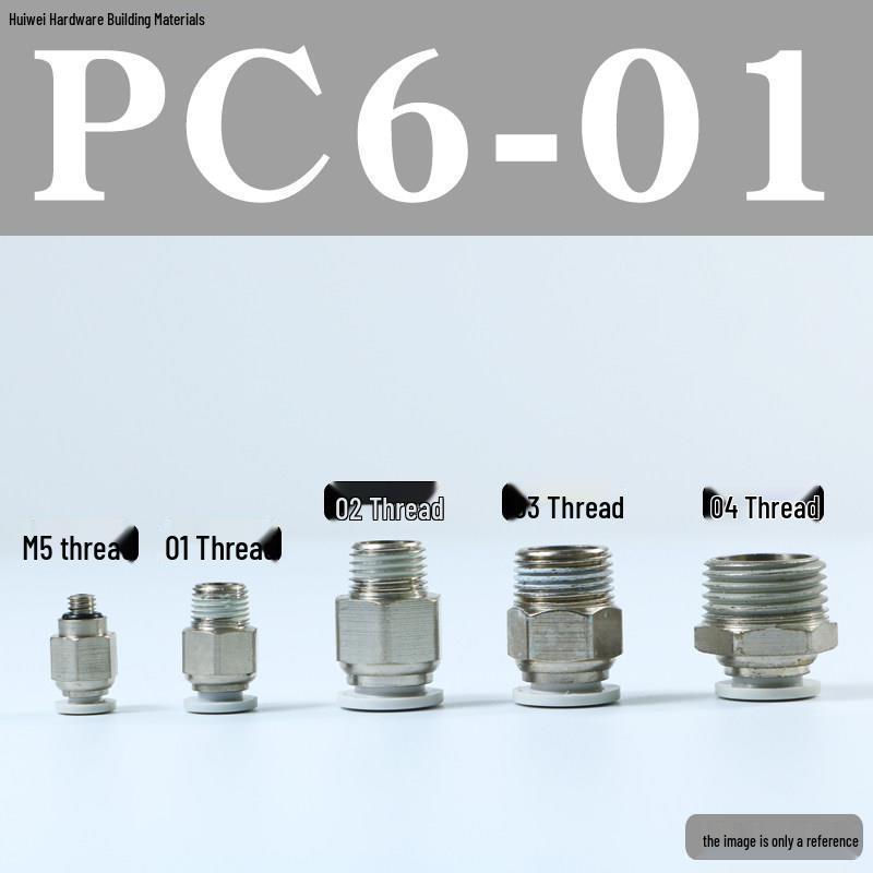 Pneumatic Push-to-Connect Air Hose Fitting - Quick Connectors PC6, PC8, PC12 (M5 Thread)