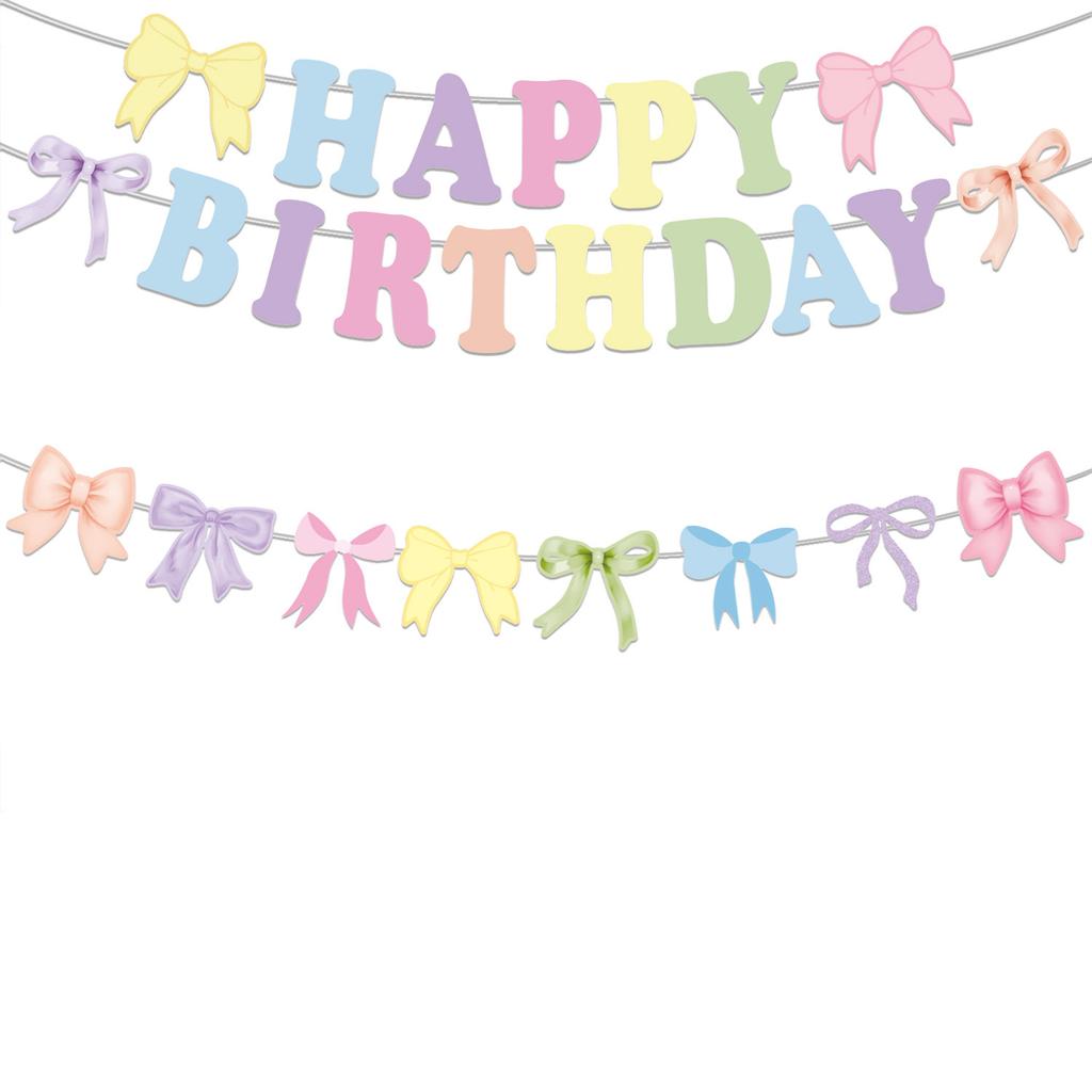 Colored Bow Party Flag Decoration Package Banner Spiral Girl Birthday Party Supplies