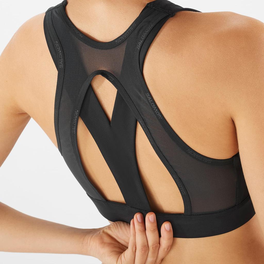 Salomon Women's CROSS RUN BRA Underwear Training Running Bra, LC1885000, Size XS, Deep Black