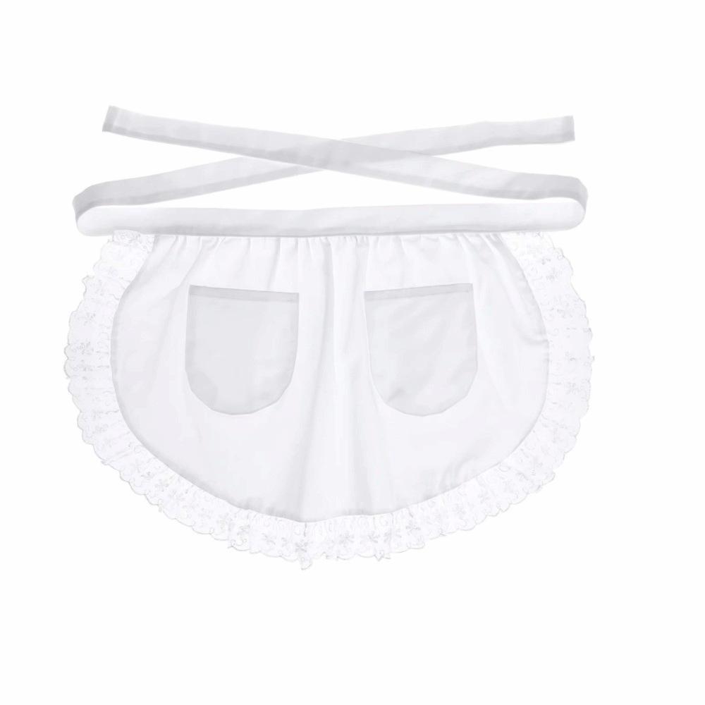 Vintage Half Waist Apron with Two Pockets Short Apron Sexy Lolita Pinafore for Women