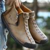 Botas masculinas de couro Genuíno Moda com zíper Sapatos Botas masculinas de couro para tornozelo