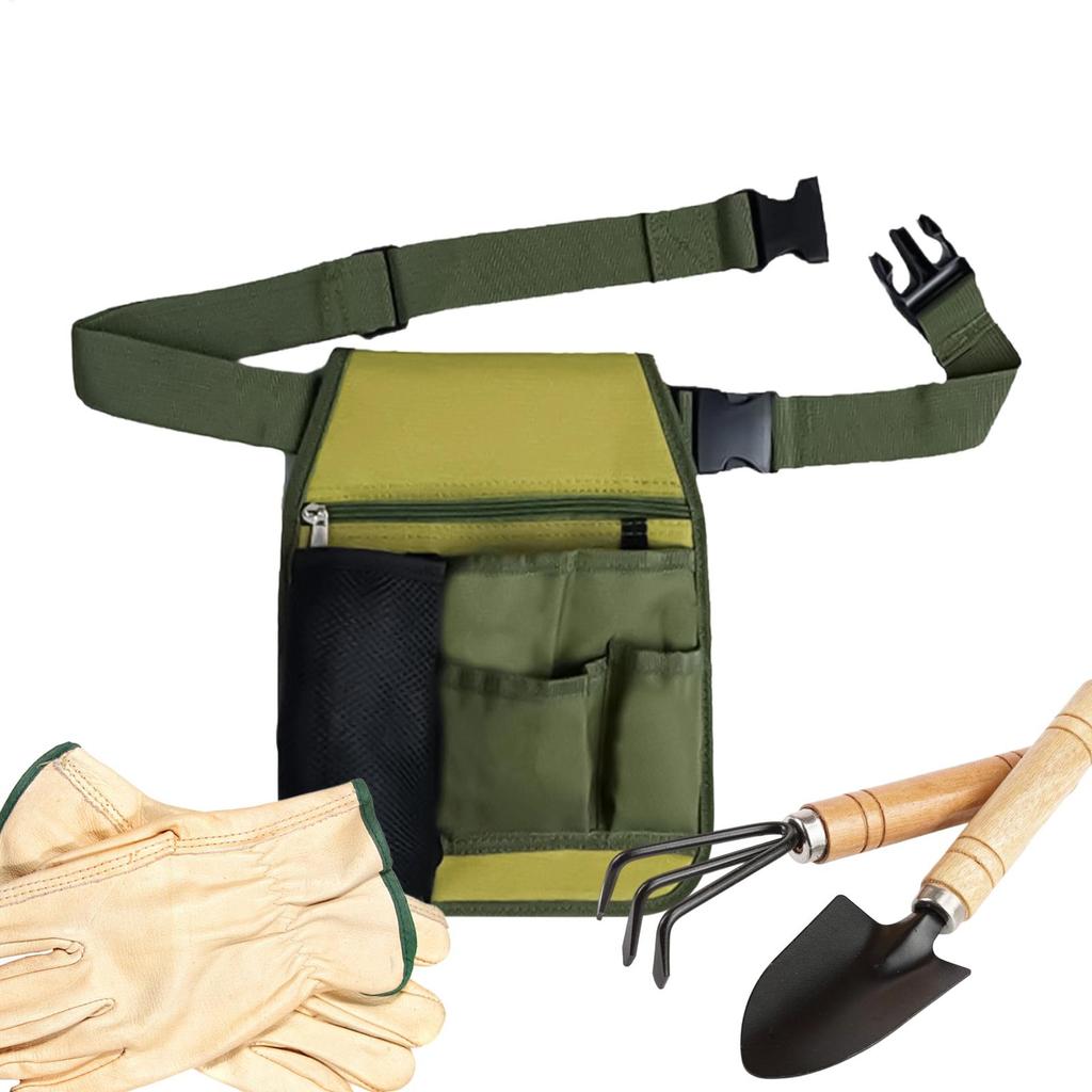 Garden Tool Belt Adjustable Unisex Multifunctional Pouch Apron with Multiple Pockets for Gardening Plumbing DIY Woodworking