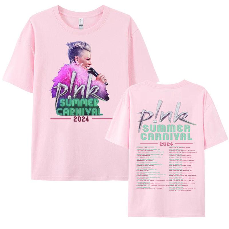 Pnk Pink Singer Summer Carnival 2024 Festival WORLD Tour Tee Shirt Womens Men Clothing Aesthetics Oversized Tshirt Streetwear