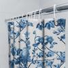 Blue Floral Shower Curtain Waterproof Bathroom Decor Large Size Luxury Bath Mat White Tub Liner Printed Modern Flower Design (La