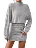 Women Long Sleeve High Neck Ribbed Knit Dress