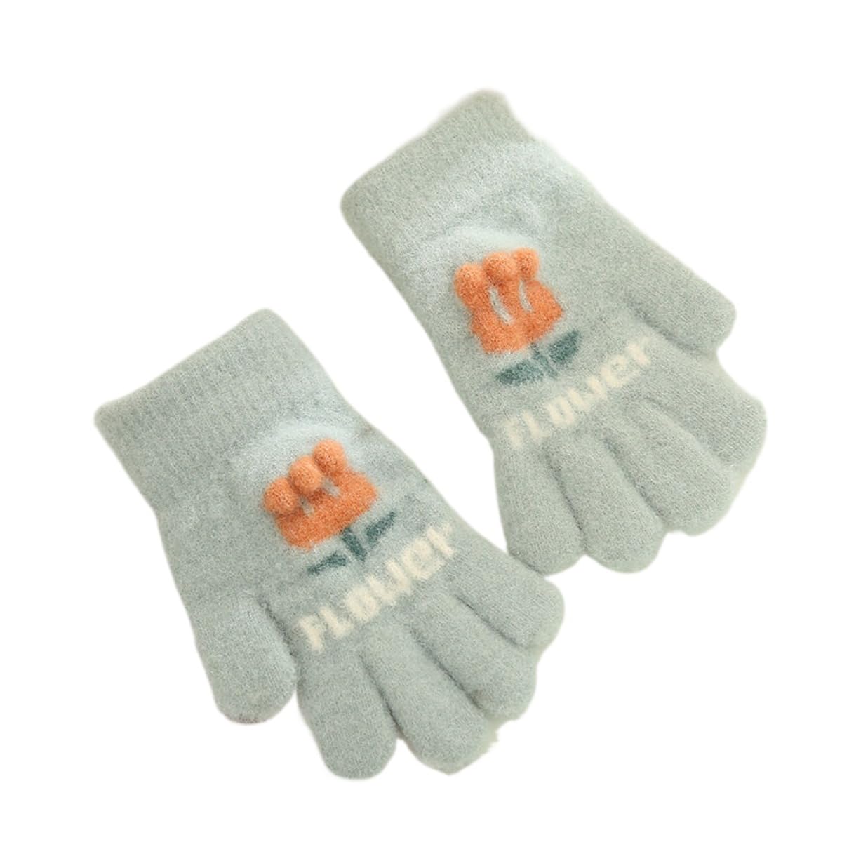 

VIISEN Popular Design for Girls Ages Cute and Perfect for Winter and Cycling Size Ages Kids Gloves, Five-Finger 2-5, Warm, Outings, School, (Green,