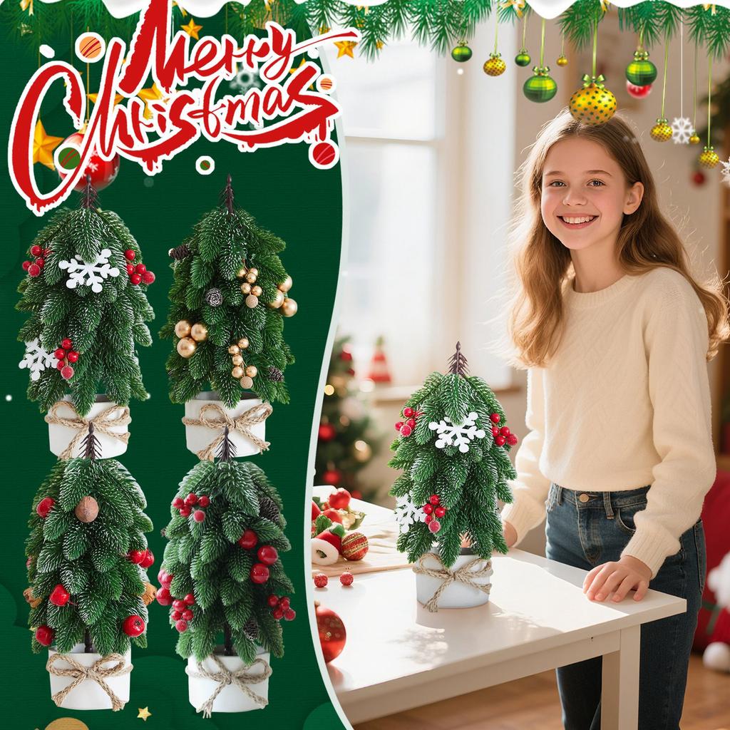 Christmas Decorations: Desktop Christmas Tree, Small Potted Plant, Nobetasone For The Living Room.