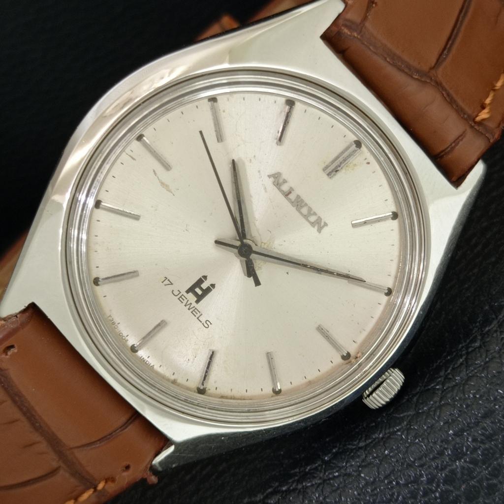 

VINTAGE ALLWYN 6300A HAND-WINDING INDIA MENS ORIGINAL DIAL WATCH a708123-1