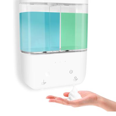 500ML *2 Doppelkopf 2-in-1 Berührungsloser Wandmontierter Wiederaufladbarer Intelligenter Infrarot Automatischer Sensor Schaum-/Flüssigseifenspender