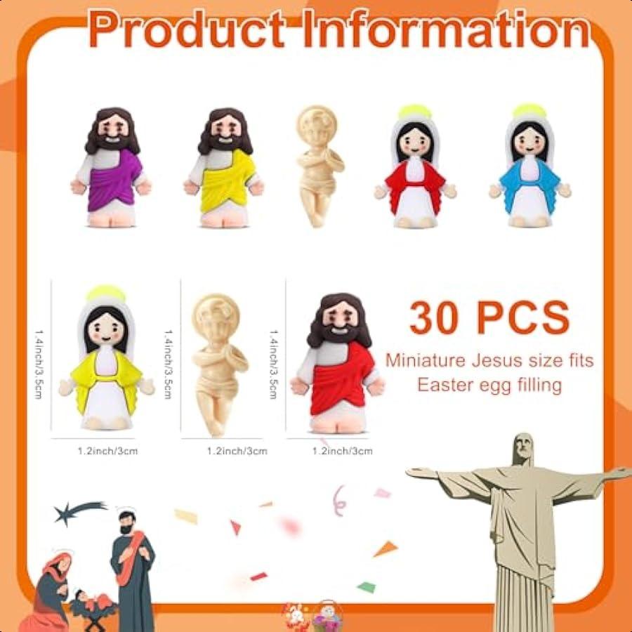 

30 Pcs Easter Mini Jesus Figures Virgin Mary and Baby Jesus Figurines Set King Cake Decorations Religious Action Figures for Pa United States