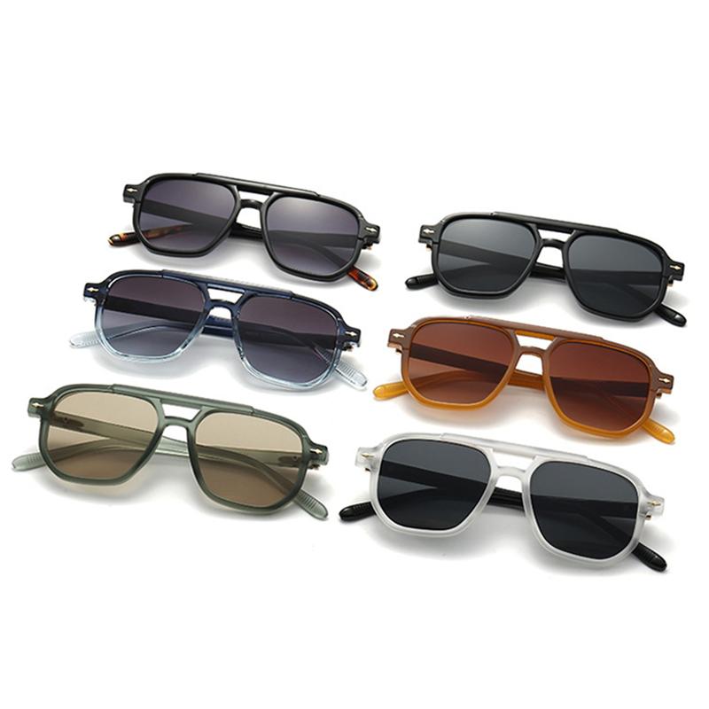 SHAUNA Retro Double Bridges Square Women Sunglasses Shades UV400 Fashion Men Trending Rivets Gradient Sun Glasses