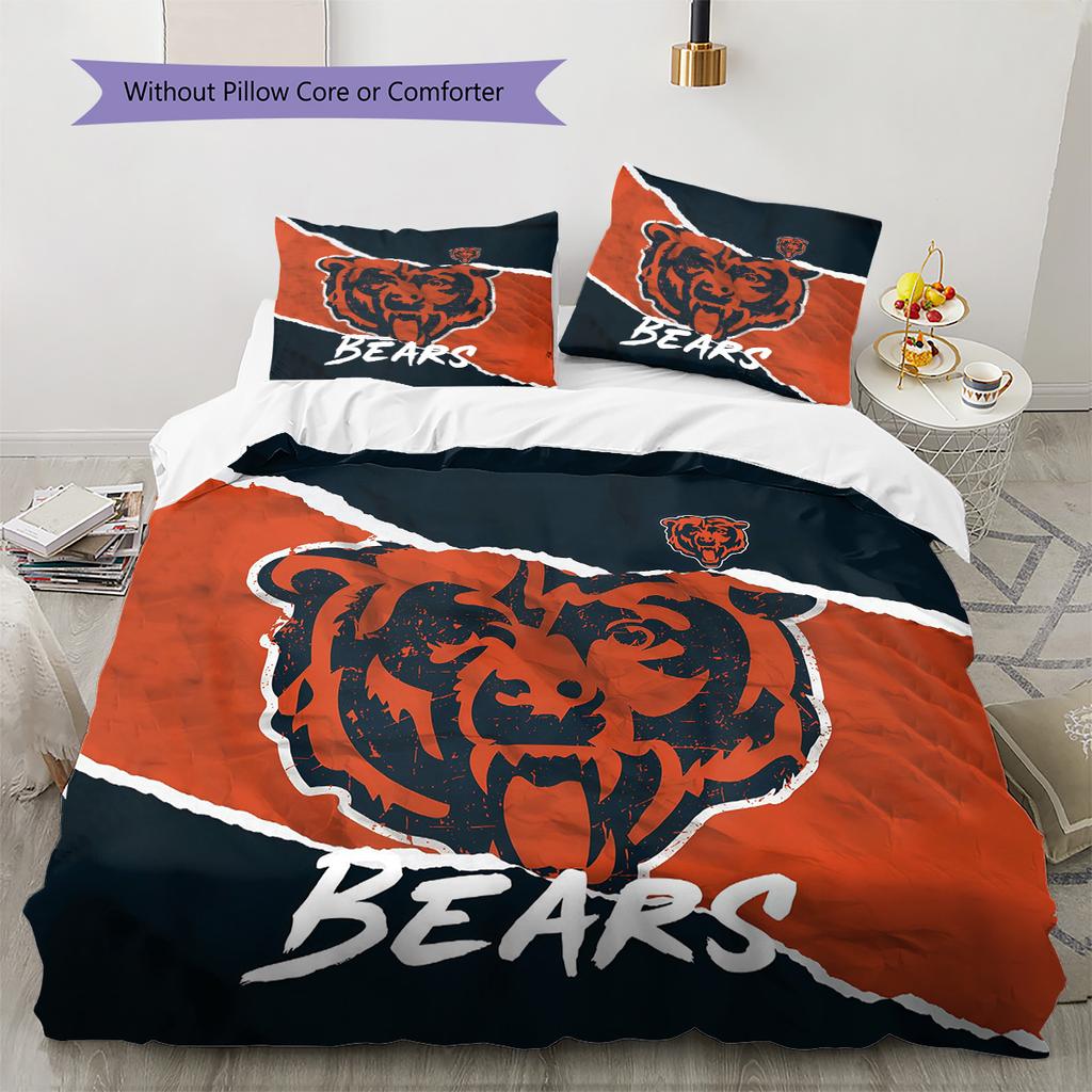 Chicago Bears Pattern Bedding Quilt Set  Home Decoration  Gift (1 * duvet cover + 2 * pillowcase  without core)