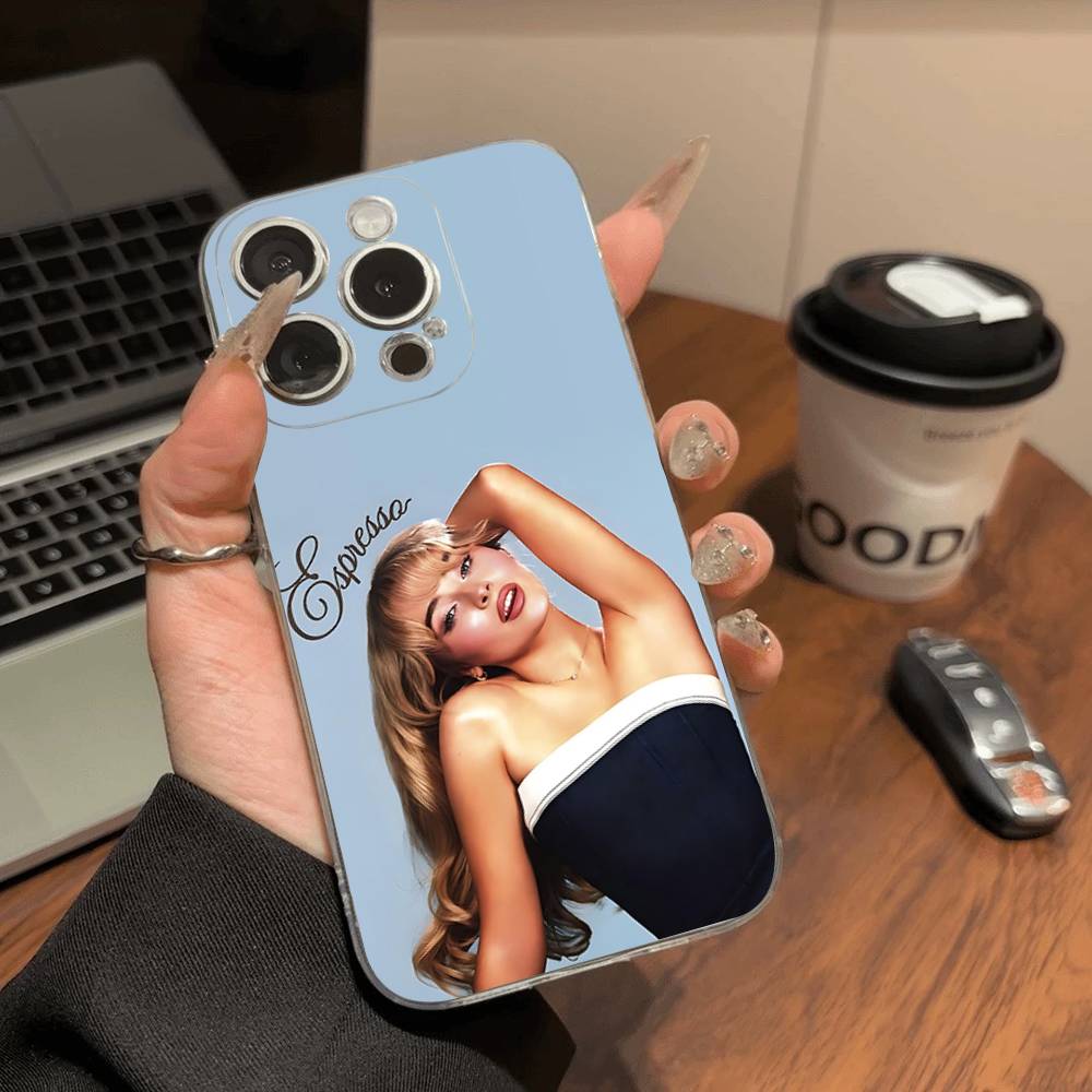 Singer S-Sabrina C-Carpenter Transparent Case For iPhone 11 12 13 14 15 16 17 Air Pro Max Plus Mini Shockproof Cover