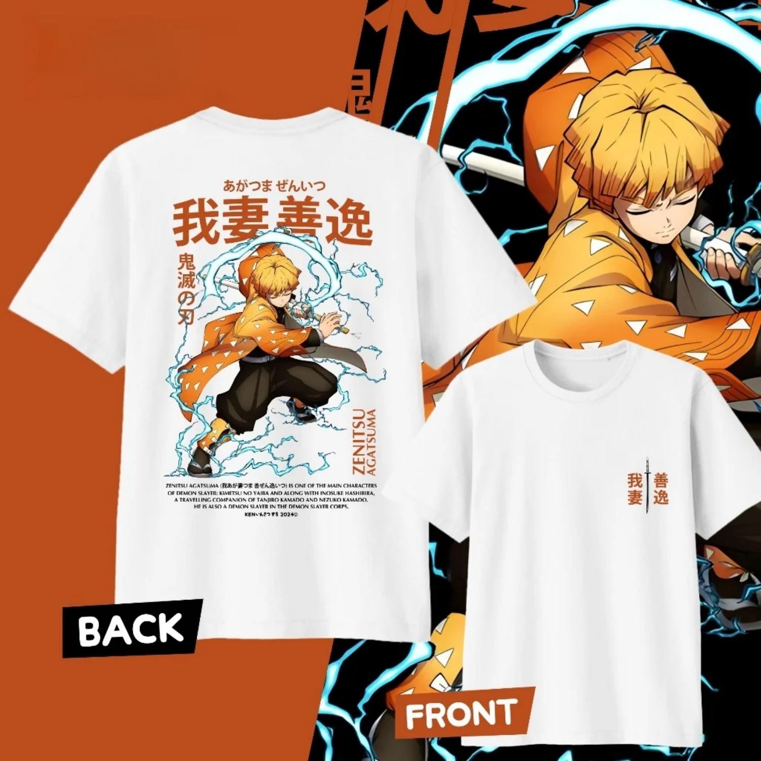 

2026 Fashion Demon Slayer Anime Zenitsu Agatsuma Y2k Graphic Comfortable TShirt Men Women High Quality Japanese Summer Clothes S разноцветный