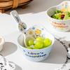 Nordic Style Cartoon Cute Little Prince Rice Bowl Set 4.75 Inches Household Ceramic Tableware Yogurt Salad Bowl Spoon