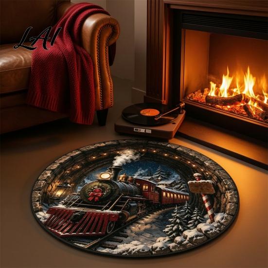 Stylish Home Entrance Carpet Christmas 3D Illusion Rug Black Hole Vortex Visual Effect Mat Non-Slip Indoor Decorative Rug Holiday Door Machine
