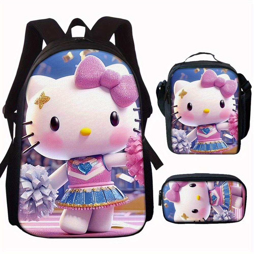 Cute Cartoon Cat Kt Cat Backpack Cute Girl Backpack Digital Printing Student Schoolbag Three piece set