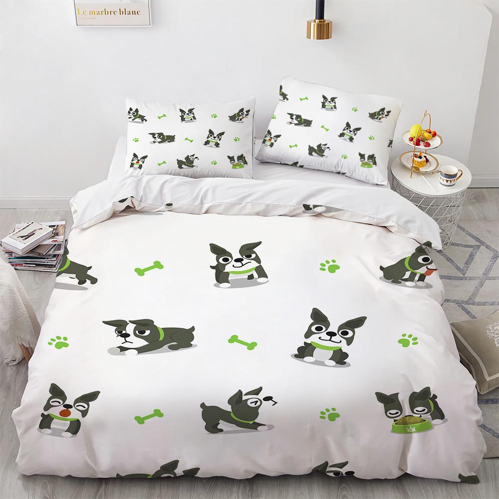 French Bulldog Bedding Set Children Boys Girls Duvet Cover Cartoon Puppy 3pcs Single Double Twin Full King Size Duvet Cover Set