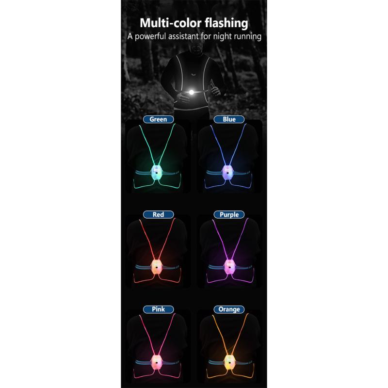 Usb Rechargeable Running Light Led Waterproof Warning Safety Light Vest For Outdoor Cycling Night