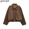 BITCED Women's Pre-Spring Fashion Suede-Effect Pilot Jacket