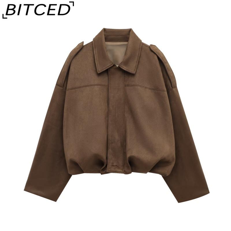 BITCED Women's Pre-Spring Fashion Suede-Effect Pilot Jacket