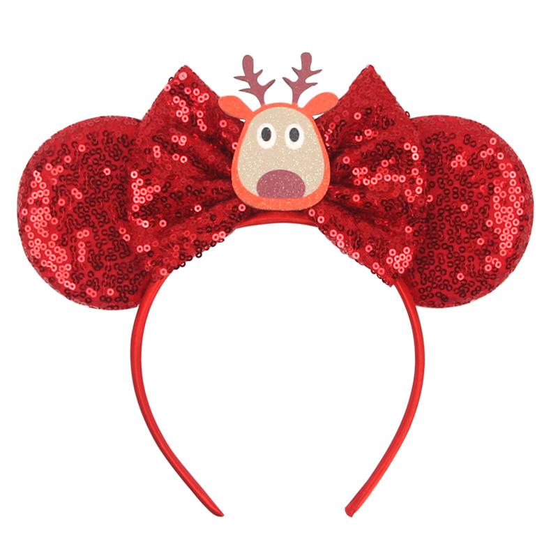 Neues Weihnachts-Mausohren-Stirnband für Mädchen Einheitsgröße Pailletten Schleife Haarband Festival Party DIY Haarschmuck Boutique
