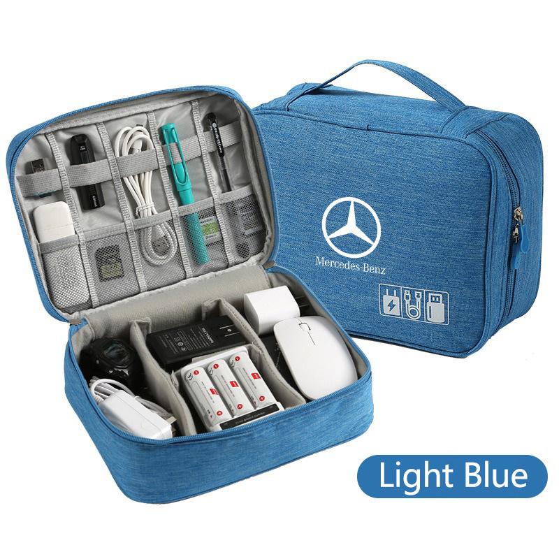 CRI1Car Logo Travel Cable Digital Electronic Storage Bag For Mercedes Benz AMG W203 W206 W220 W205 W222 W212 W201 W210 Accessories