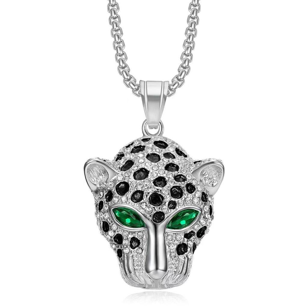 Vintage Stainless Steel Leopard Head Pendant Necklace Gothic Hip Hop Classic Animal Necklaces for Men Fashion Party Jewelry Gift