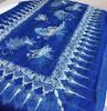 60x185CM Spring And Autumn Thin Retro Blue Tie Dyed Scarf Breathable Peacock And Butterfly Design Thin Linen Scarves For Lady
