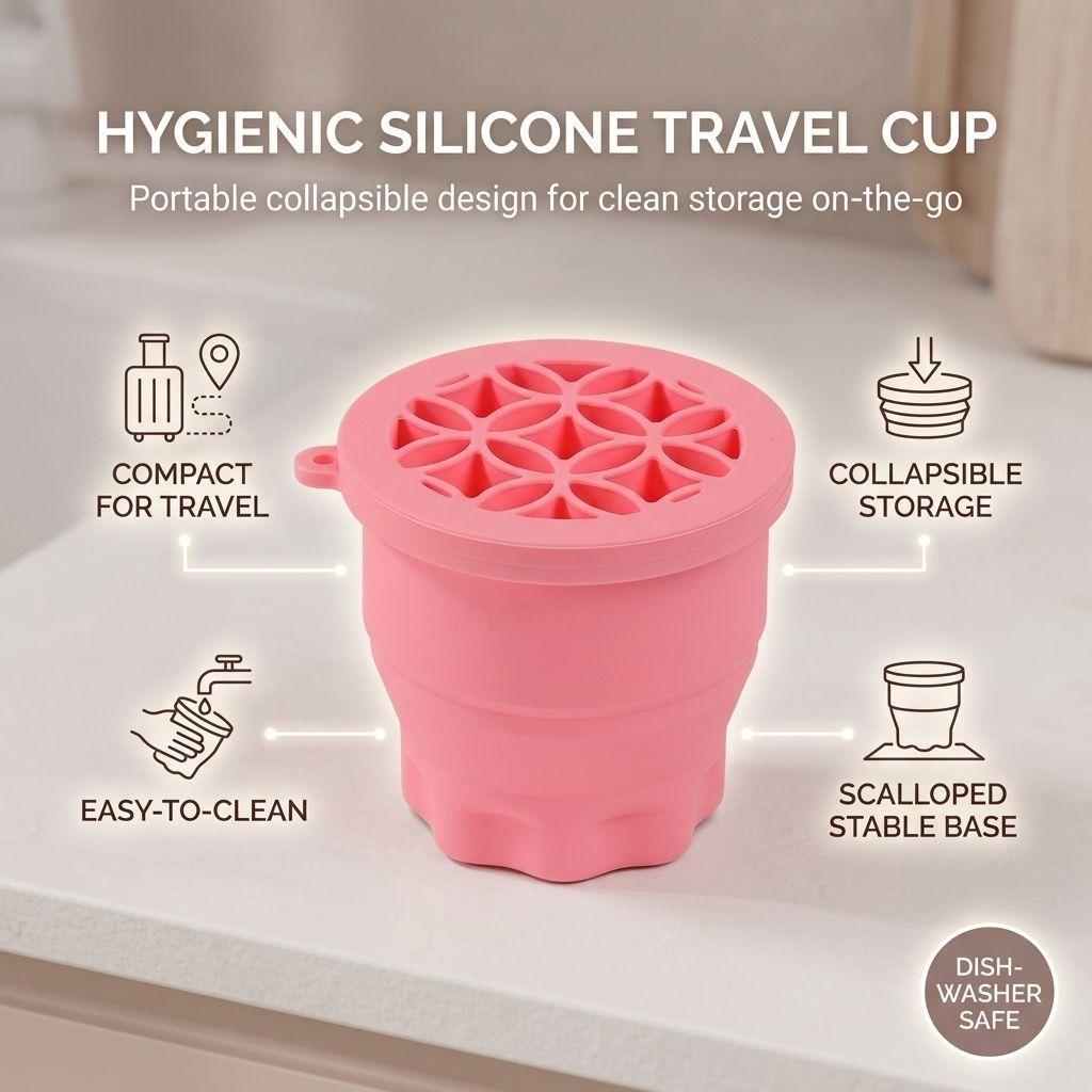 Silicone Makeup Brush Cleaning Cup With Storage And Drying Function For Cosmetic Tools