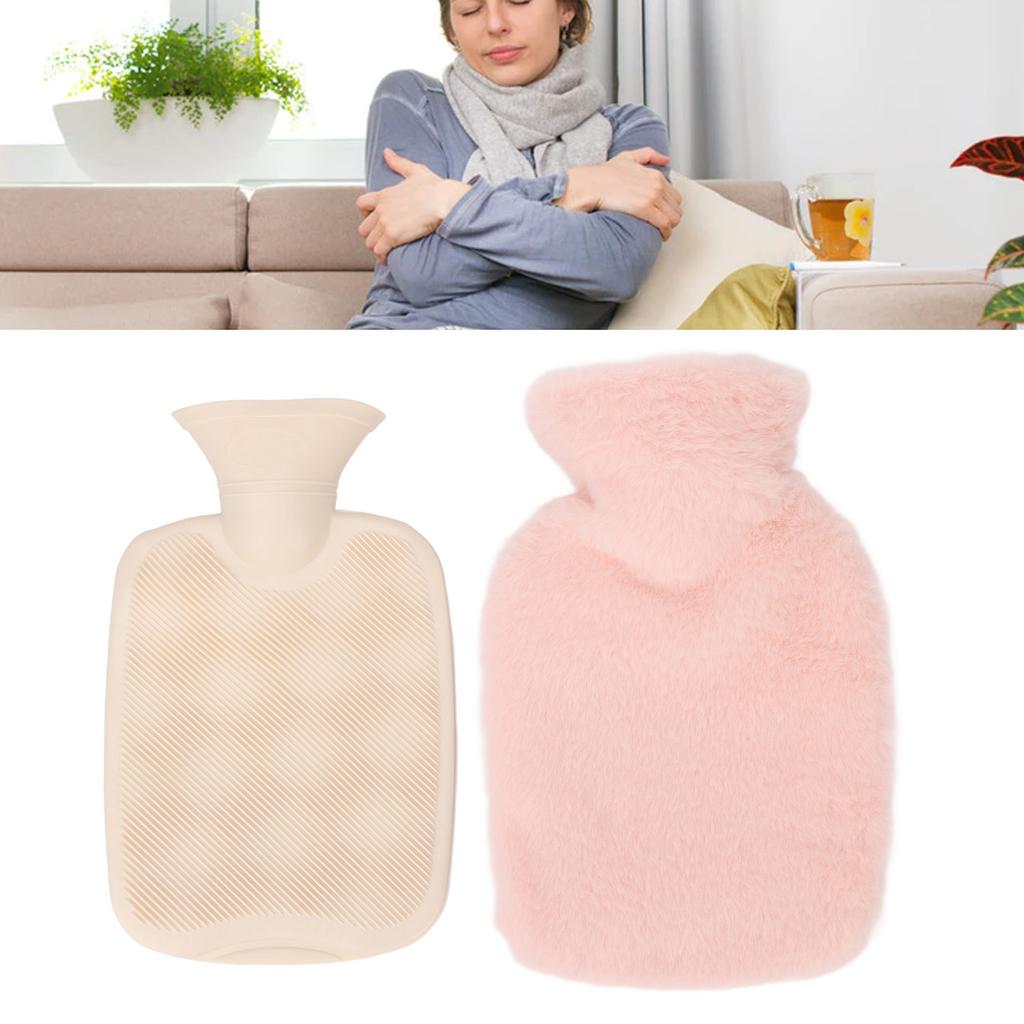 PVC Hot Water Bag with Soft Plush Cover Leakproof Winter Warm Bed Warmer Water Bag 1000ml