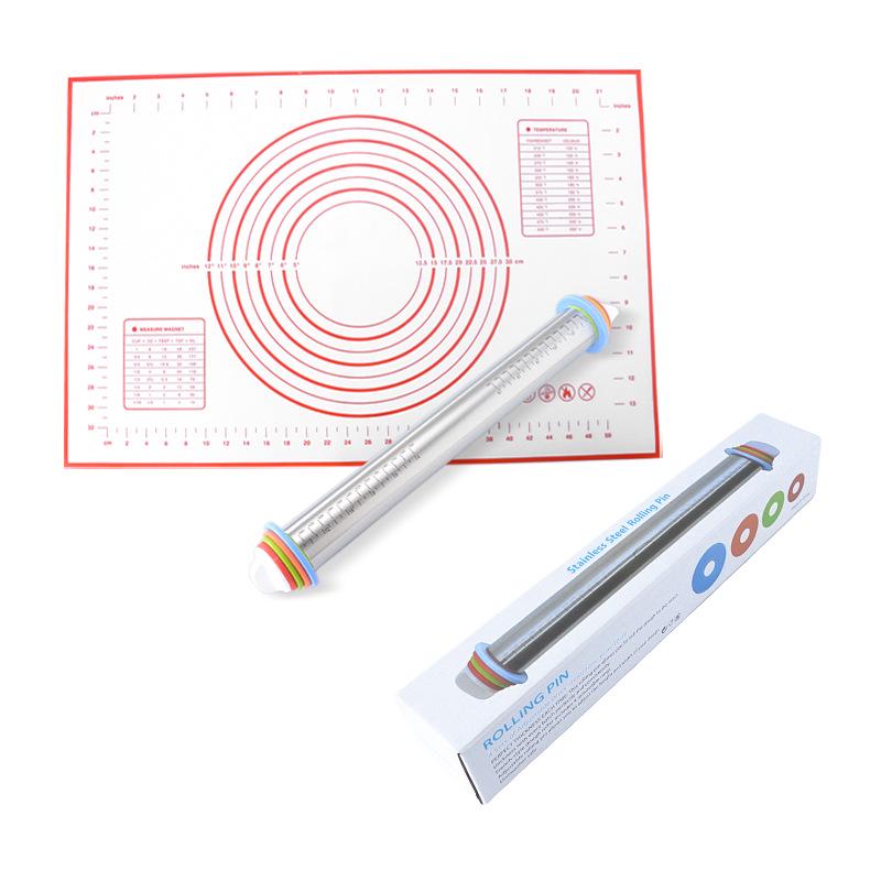 17" Adjustable Stainless Steel Rolling Pin with Thickness Scale