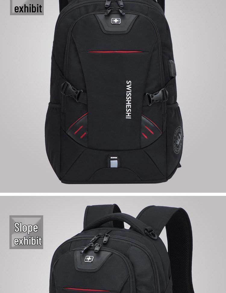 Swiss Men's Large Capacity Waterproof Travel Backpack - Lightweight Laptop Bag for High School Students