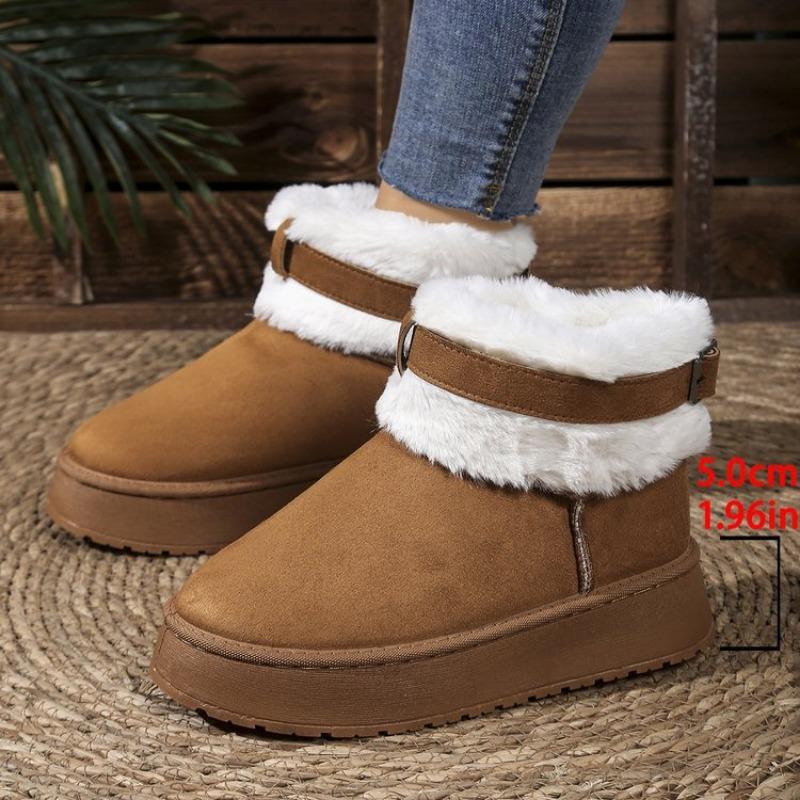 Large Size Velvet Thickened Snow Boots for Women's Winter New Retro Fashion Fur Boots for Women
