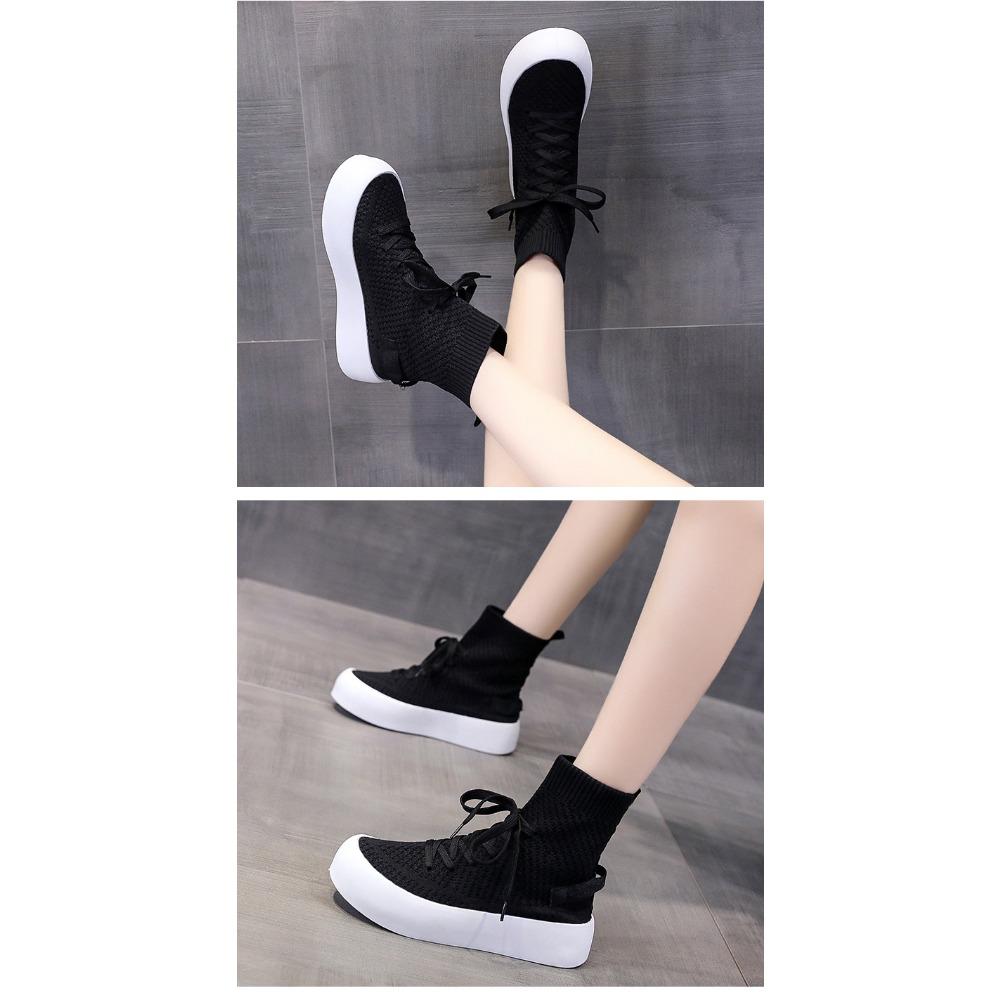 Women’s Knit Sock Sneakers - Breathable Platform High-Top Casual Shoes