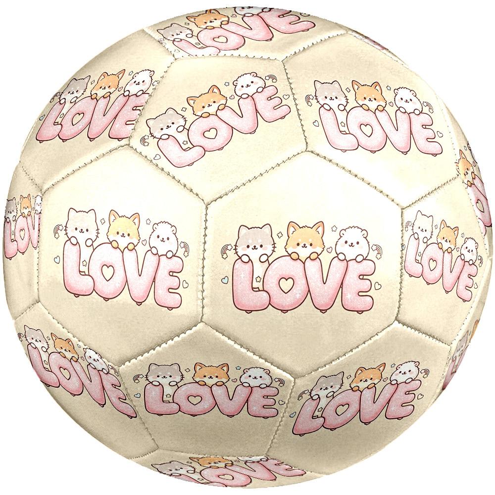 1pc Kawaii Love Cats Size 5 Soccer Ball Professional Match Training Football Indoor &Outdoor Sports Ball Training Ball Lightweight Durable Y96