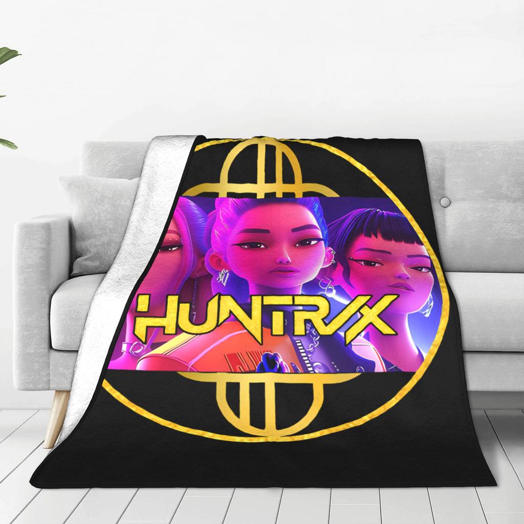 Huntrix Gold Logo Soft Warm Blanket  Travel Office Plush Throw Blanket Comfortable Outdoor Flannel Bedspread Sofa Bed Cover