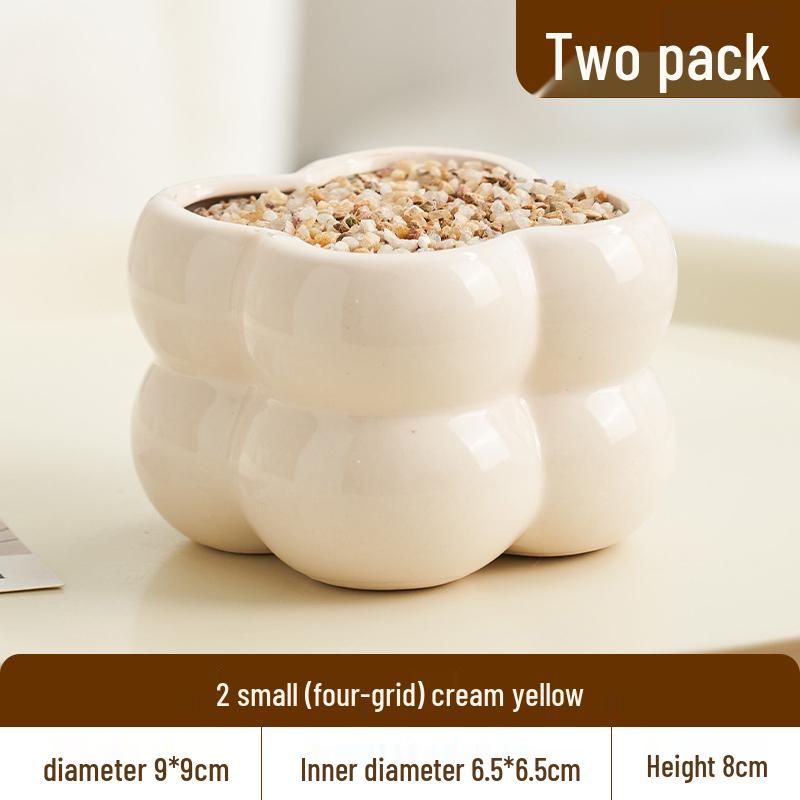 Nordic Style Cream Ceramic Succulent Pot for Phalaenopsis and Green Plants
