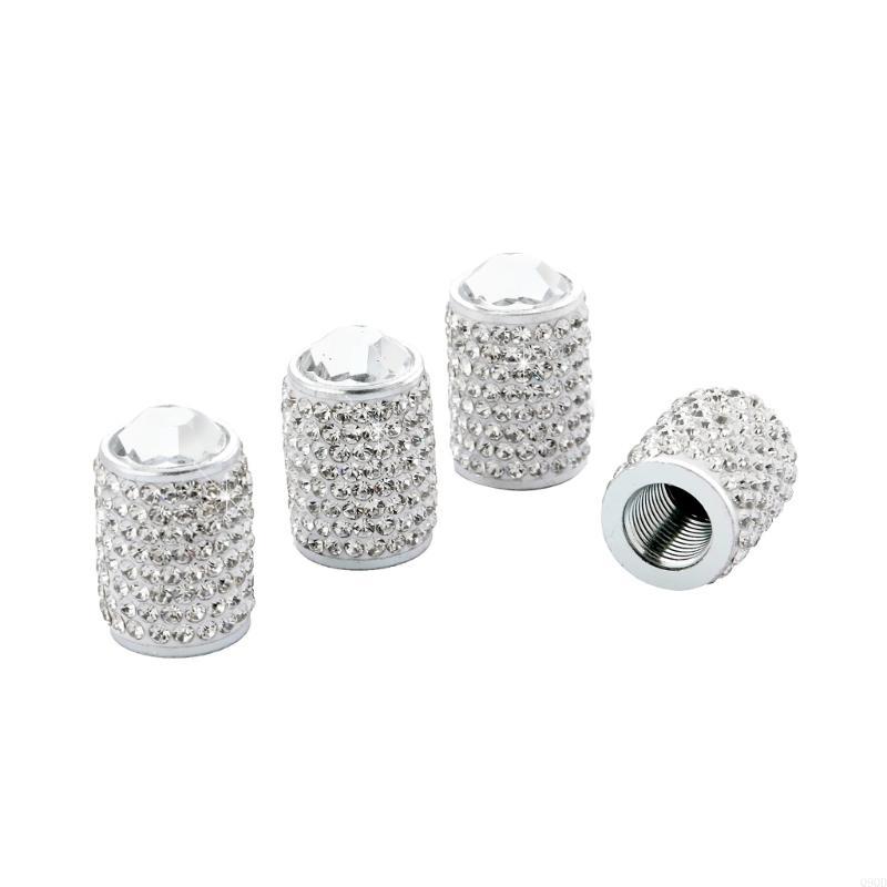 4pcs Stylish Tire Valves Caps with Rhinestones Twinkle Tire Valves Caps General