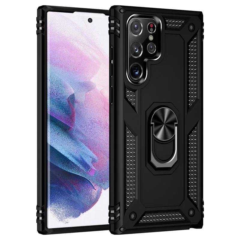 Противоударный защитный чехол-бампер для Samsung Galaxy S24 S23 S22 Ultra S21 S20 FE S10 S9 S8 Plus Note 20 10 5G с металлическим кольцом Samsung S20